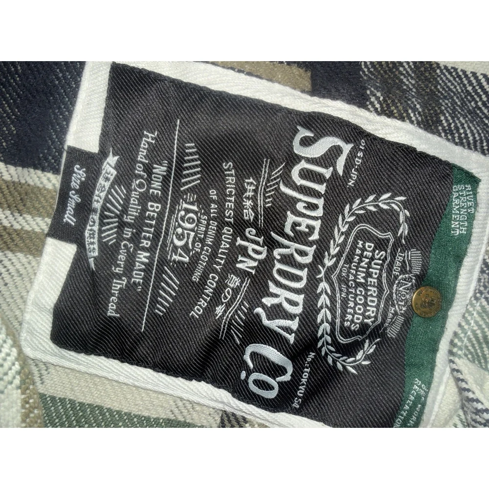 Superdry Checked Plaid Shacket Thick Flannel Blue‎ Beige Size XS MISSING HOOD